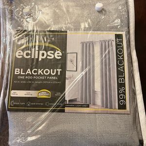 Eclipse Blackout Curtains, One Rod Pocket Panel, 84” Length 42” Wide. 99% Black
